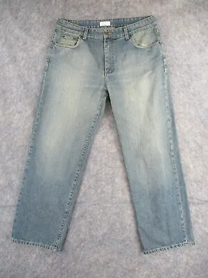 DKNY Jeans Mens 36x30 Blue Denim Straight Leg Low Rise Faded Outdoors Broken In • $13.47