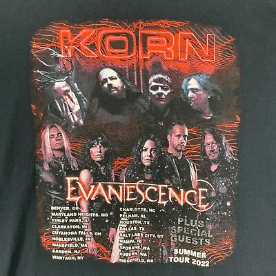 $20 • Buy Korn Evanescence 2022 Tour T-Shirt Men's Size XL Black Short Sleeves