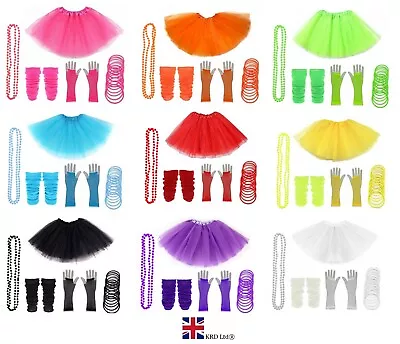 £7.70 • Buy 5PCS 80s Neon Fancy Dress Costume Hen Party Tutu Skirt Leg Warmer Gloves Beads