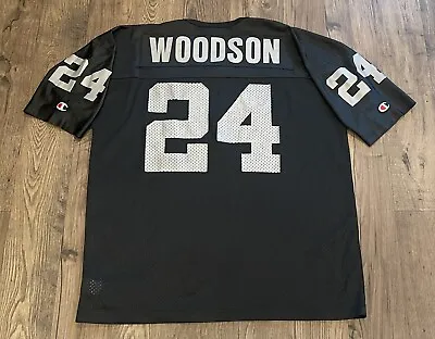 Vintage Charles Woodson #24 Oakland Raiders Champion Nfl Game Jersey Size 48 • $44.99