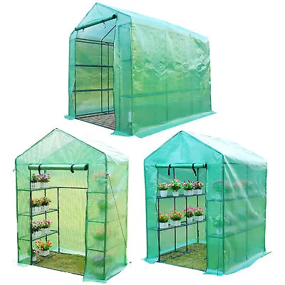£45.99 • Buy Polytunnel Greenhouse Poly Tunnel Steeple Green House With Shelves Steel Frame