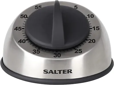 Salter 338 SSBKXR15 Mechanical Stainless Steel Timer 60 Minutes Clockwork Cou • £21.41