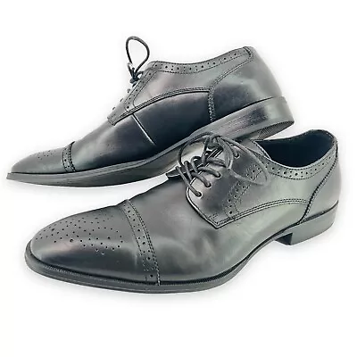 MARC ANTHONY Rafael Men's Shoes Dress Black Oxfords Lace Up Cap Toe Leather 9.5 • $21.95