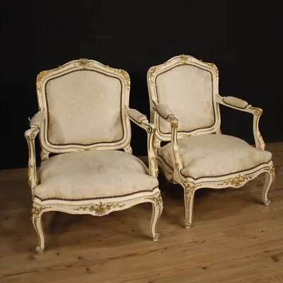 Armchairs Louis XV Style Two Chairs Sitting Pair Vintage Furniture 20th Century • £1900