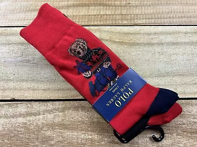 NWT Polo Ralph Lauren Polo Bear Holiday Christmas Crew Socks 2-Pack Sz 10-13 • $24.99