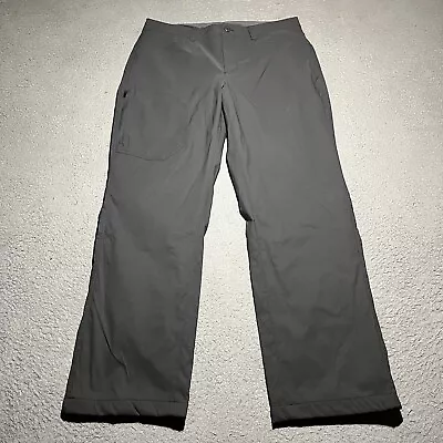 Eddie Bauer Fleece Lined Tech Pants Mens 34x30 Gray Hiking Nylon Spandex • $27.99