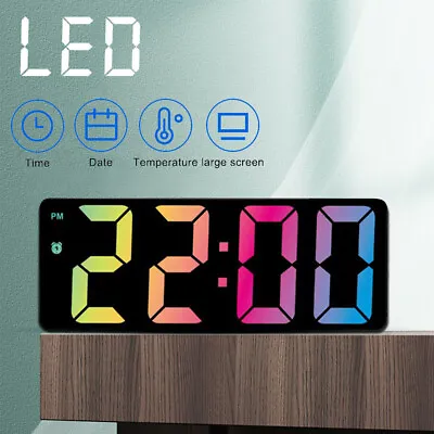 $21.64 • Buy Digital LED Desk Alarm Clock Large Dimmer Display USB Snooze Temperature Mode AU