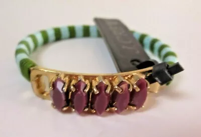 J.Crew Women's Blue Green Wrap Gold Burg Crystal Hinge Cuff Bracelet NWOT 35 • $8.55