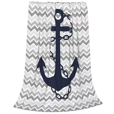 Throw Blanket Nautical Navy Anchor Lightweight Cozy Couch/Bed Fleece Blanket ... • $25.91