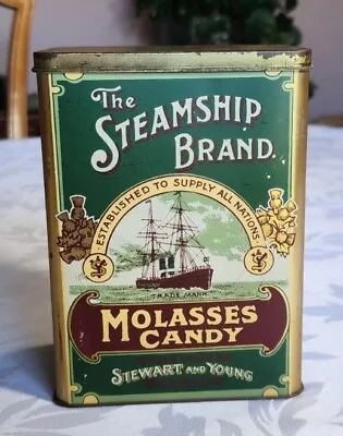 Vtg The Steamship Brand Molasses Candy Tin Made England Stewart Young Glasgow  • $14