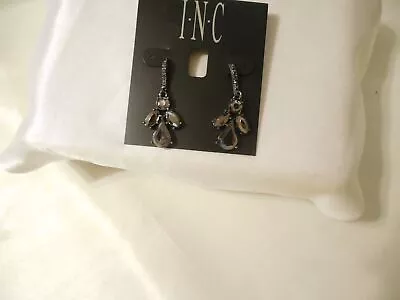 INC International Concepts 1-5/8  Grey Tone Hematite Dangle Drop Earrings M735 • $7.19