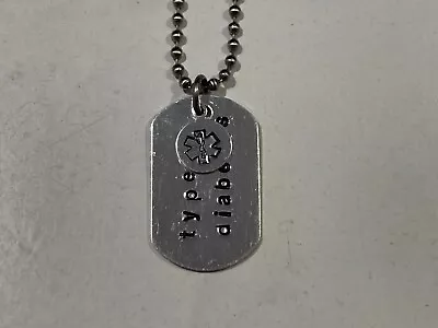 SALE SECONDS Type 2 Diabetes Dog Tag Medical Alert Necklace T1D Stamped 397 • £10.99