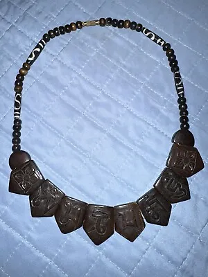 Vintage Embossed Yak Horn Necklace Om Mani Padme Hung Love & Compassion Necklace • $29