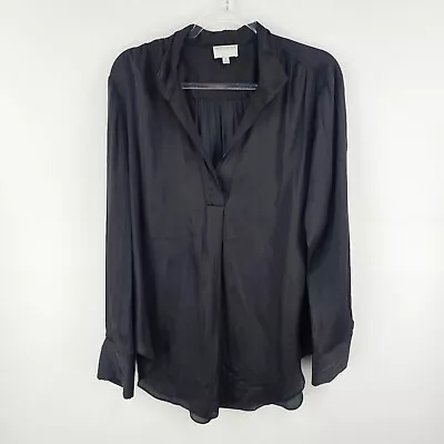 Witchery Top 16 Long Sleeve Black Collar Tunic Lightweight Office Workwear • $21.99