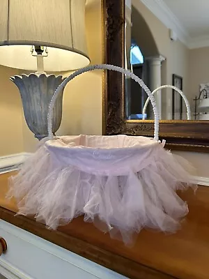 Pottery Barn Kids Tulle Tutu Small Pink Easter Basket Liner ONLY Mono “Camden” • $16.65