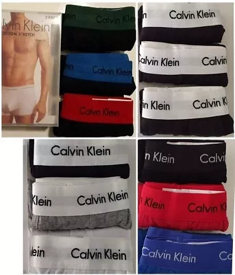 Calvin Klein Mens Boxers Trunks 3 Pack Black/ Grey/ Navy & Many Colours Ck  S-xl • £18.99