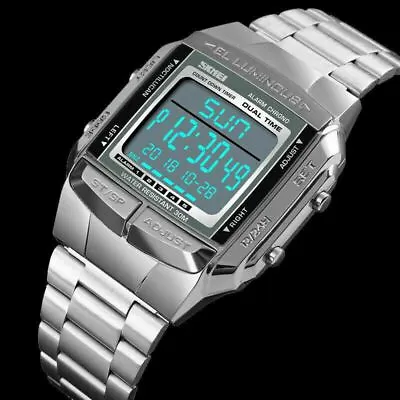 SKMEI Watch Fashion Sport Mens Watches 5 Alarm Waterproof Digital LED Wristwatch • £13.99