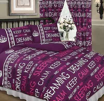 Keep Calm & Carry On Berry Double Bed Duvet/Quilt Cover Set Carry On Sleeping • £27.80