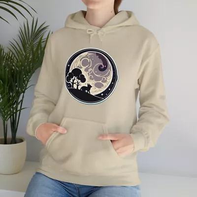 Magical Fox And Moon Dark Silhouette Design Forest Nature Lover Gift Hoodie • $41.73