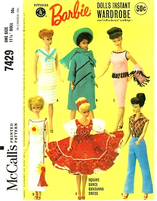 Vintage 1964 Barbie Clothes Pattern Reproduction McCall's 7429 • $8.95