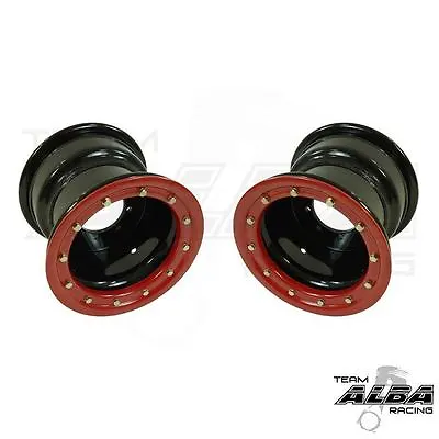 TRX 450r 400ex 300ex  Rear Wheels  Beadlock  9x8 3+5 4/110  Alba Racing  Blk/red • $239