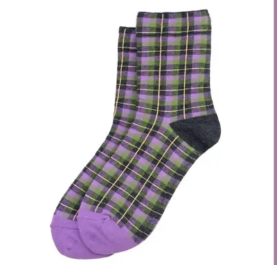 Lilac Tartan Socks Adult Size Cotton And Spandex By Joe Cool • £4.50