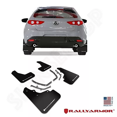 Rally Armor UR Black Mud Flaps W/ White Logo For 2019-2023 Mazda 3 Hatchback • $182.75