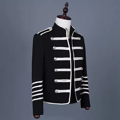 Men Suit Blazer Steampunk Hussar Uniform Drummer Parade Jacket Gothic Retro Cool • $74.56