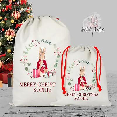 £5.99 • Buy Personalised Peter Rabbit Christmas Present Stocking Sack Gift Bag, Girl Boy