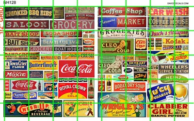 NH128 DAVE'S DECALS 1/2 Set N SCALE MARKET SALOON COFFEE SHOP BUSINESS SIGNS • $4.94