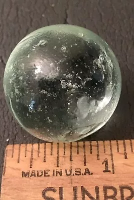 Antique German Mica Silver Metallic Fleck Blown Glass Marble 1” Diameter • $10.75