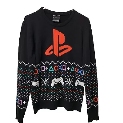 Playstation Graphic Gamer Sweater Black Christmas Holiday Men Med PSP Dualshock • $19.89