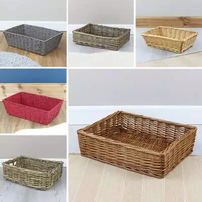 Wicker Hamper Basket Empty Gift Tray Large Storage Birthday Christmas Present • £15