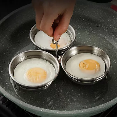 Stainless Steel Egg Poacher Poaching Pan Mould Kitchen Gadgets Cooking Tools • £10.05