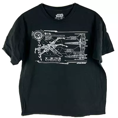 Star Wars T Shirt X-Wing Starfighter Schematics Mad Engine Tagless Adult Size XL • $14.95