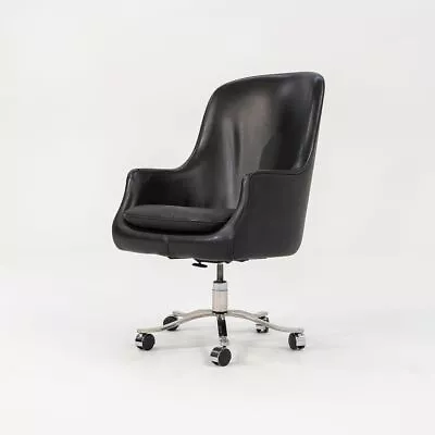 1990s Nicos Zographos Alpha Bucket Executive Chair In Black Leather W/ Stainless • £1930.27