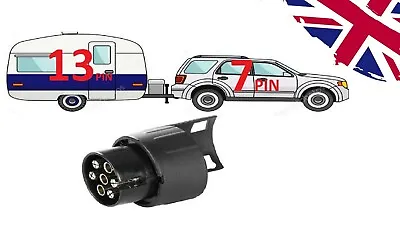 7 PIN To 13 PIN Plug Adapter Converter Tow Bar Socket UK STOCK Trailer CARAVAN • £7.99