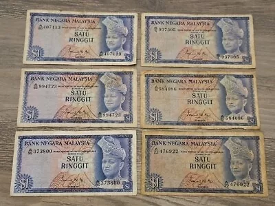 6pc Lot Malaysia 1$ Banknote 1967 1st Series • $9.99