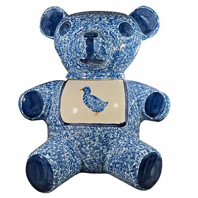 Vtg Cookie Jar Teddy Bear Blue Spittle Duck Los Angeles Pottery NS Gustin • $17.97