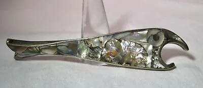 Vintage Silver Mexican Abalone Alpaca? Fish Bottle Opener K1073 • $49