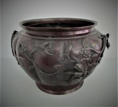 £240.94 • Buy Large Antique Meiji Edo Japanese Bronze Bowl Jardiniere Signed