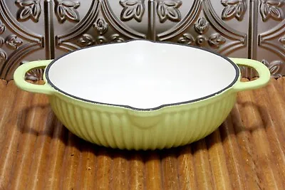 $39.95 • Buy New Technique Enameled Cast Iron Round Ribbed Casserole Dish Pan 2 Tone Green