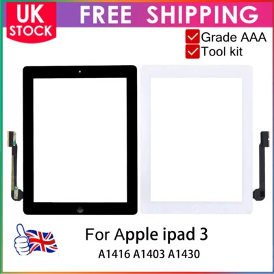 £9.99 • Buy For IPad 3 A1416 A1403 A1430 Touch Screen Front Digitizer Replacement Genuine IC