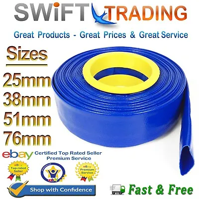 Blue Pvc Layflat Hose-water Discharge Pump Irrigation  Lay Flat Delivery Pipe • £0.99