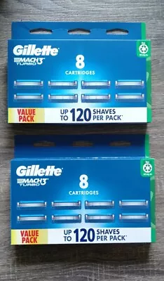 2 X Gillette Mach3 Turbo Blades 8 Pack (16 Cartridges) • $45