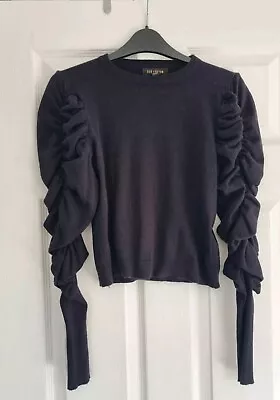 Womens Black Qed London Puff Sleeve Jumper Size M/L • £3.50