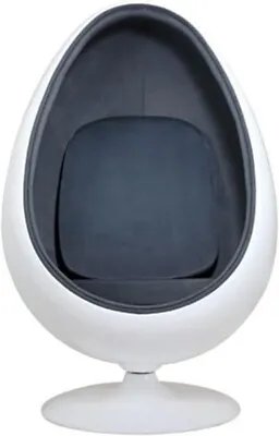 Grey Retro Egg Chair White Base Sensory Pod Ball Chair - 136cm • £1250