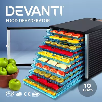 Devanti Food Dehydrator 10 Trays Commercial Fruit Dehydrators Beef Jerky Dryer • $133.95