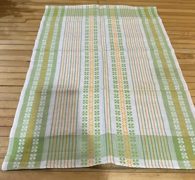 Vintage Linen Striped Kitchen Hand Tea Dish Towel NOS Green Orange White • $24.95