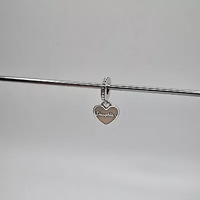 Genuine Pandora Pink Enamel Daughter Only Heart Dangle Charm ALE925 #792072EN4 • £14